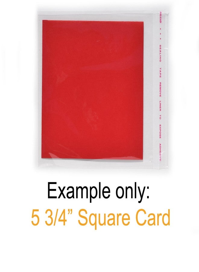irtree 100 Square 6.5" Crystal Clear Flat Resealable Envelopes - 6 1/2" x 6 1/2" or 6.5 x 6.5 Cello Style Poly Bags with Lip Tape - Fits 6" to 6 1/4” Square Card with or Without a Paper Envelope - Image 3
